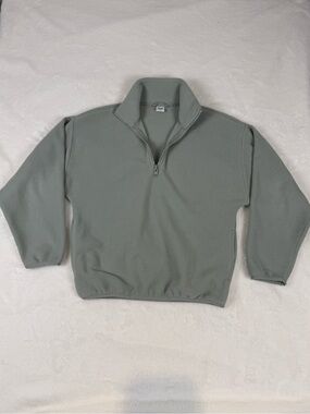 Aritzia TNA Cozy 1/4 -Zip Fleece Sweater in Sage Green